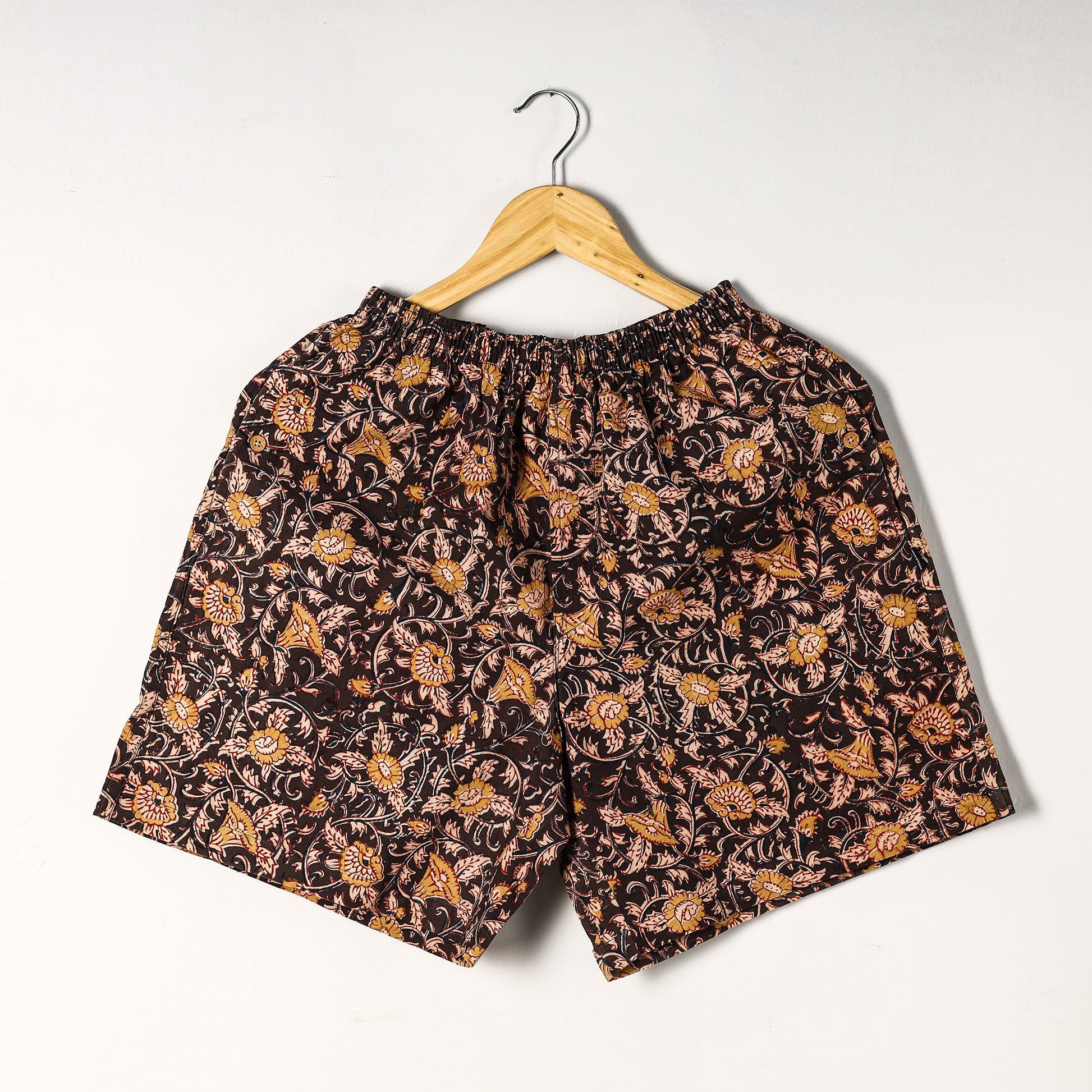 Brown - Kalamkari Block Printed Cotton Unisex Boxer/Shorts