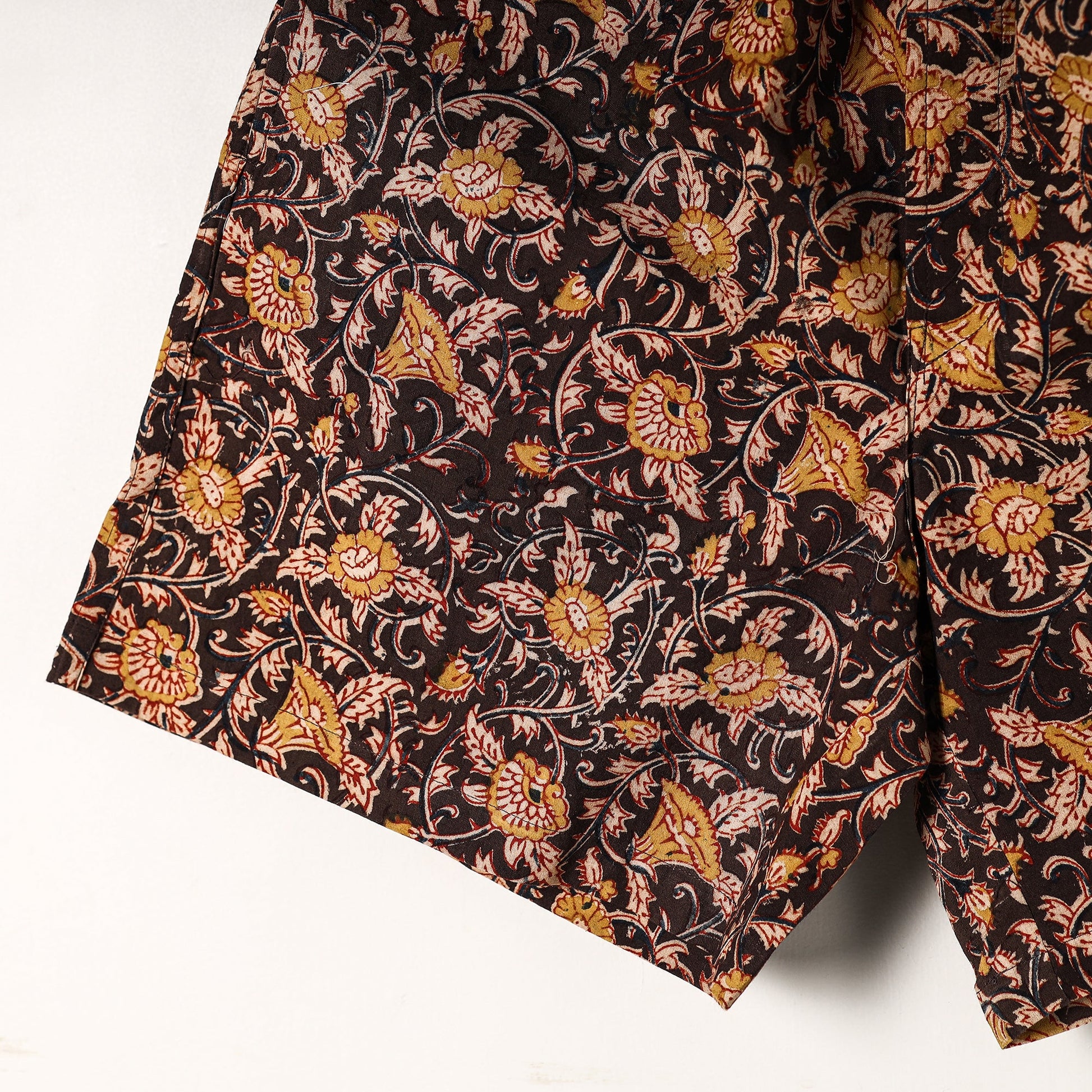 Brown - Kalamkari Block Printed Cotton Unisex Boxer/Shorts