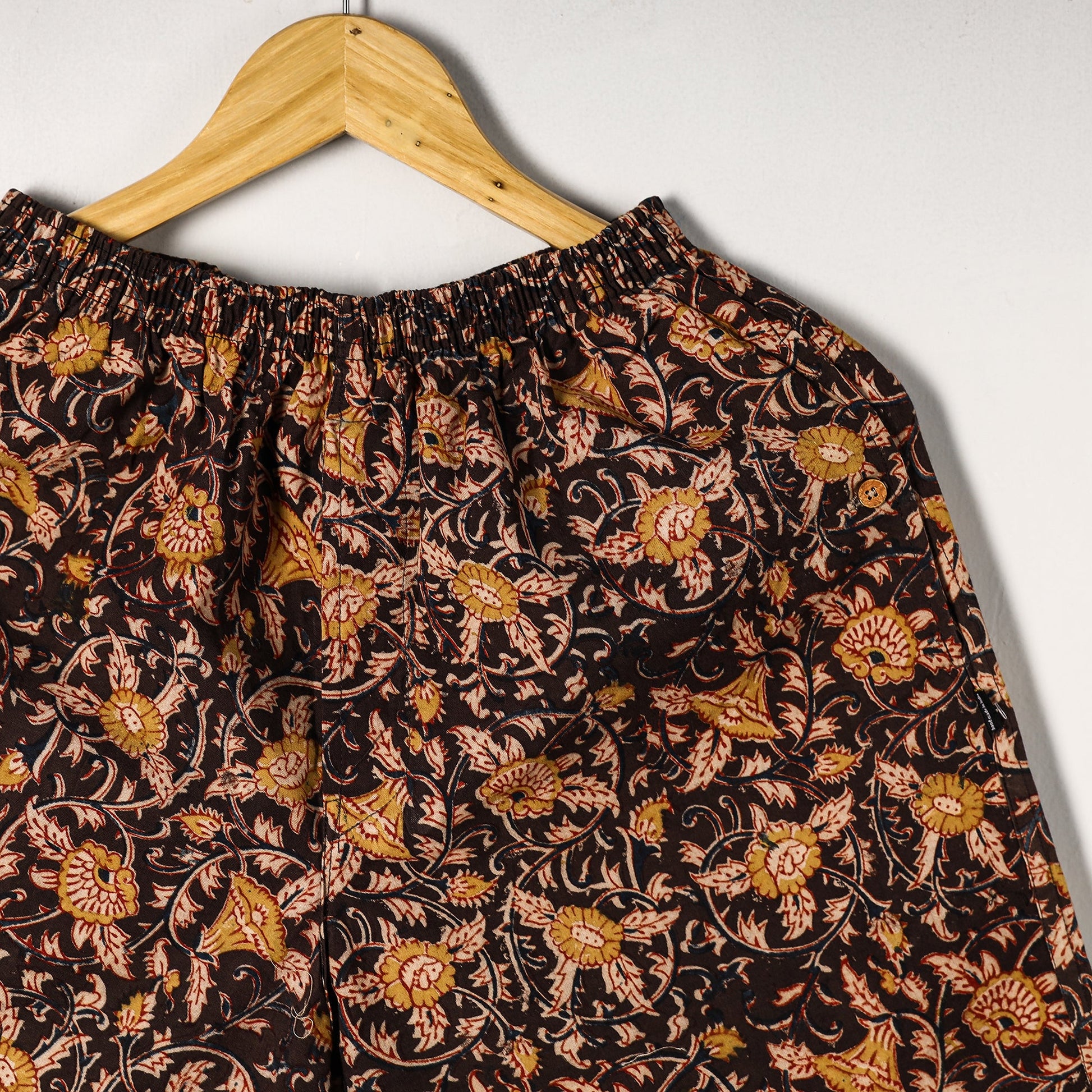Brown - Kalamkari Block Printed Cotton Unisex Boxer/Shorts