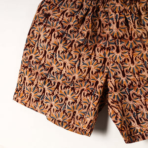 Brown - Kalamkari Block Printed Cotton Unisex Boxer/Shorts