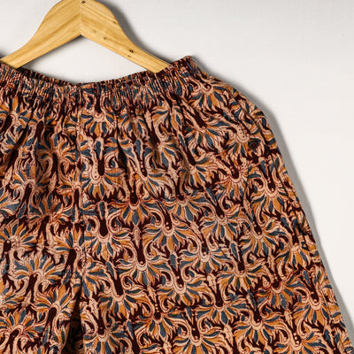 Brown - Kalamkari Block Printed Cotton Unisex Boxer/Shorts