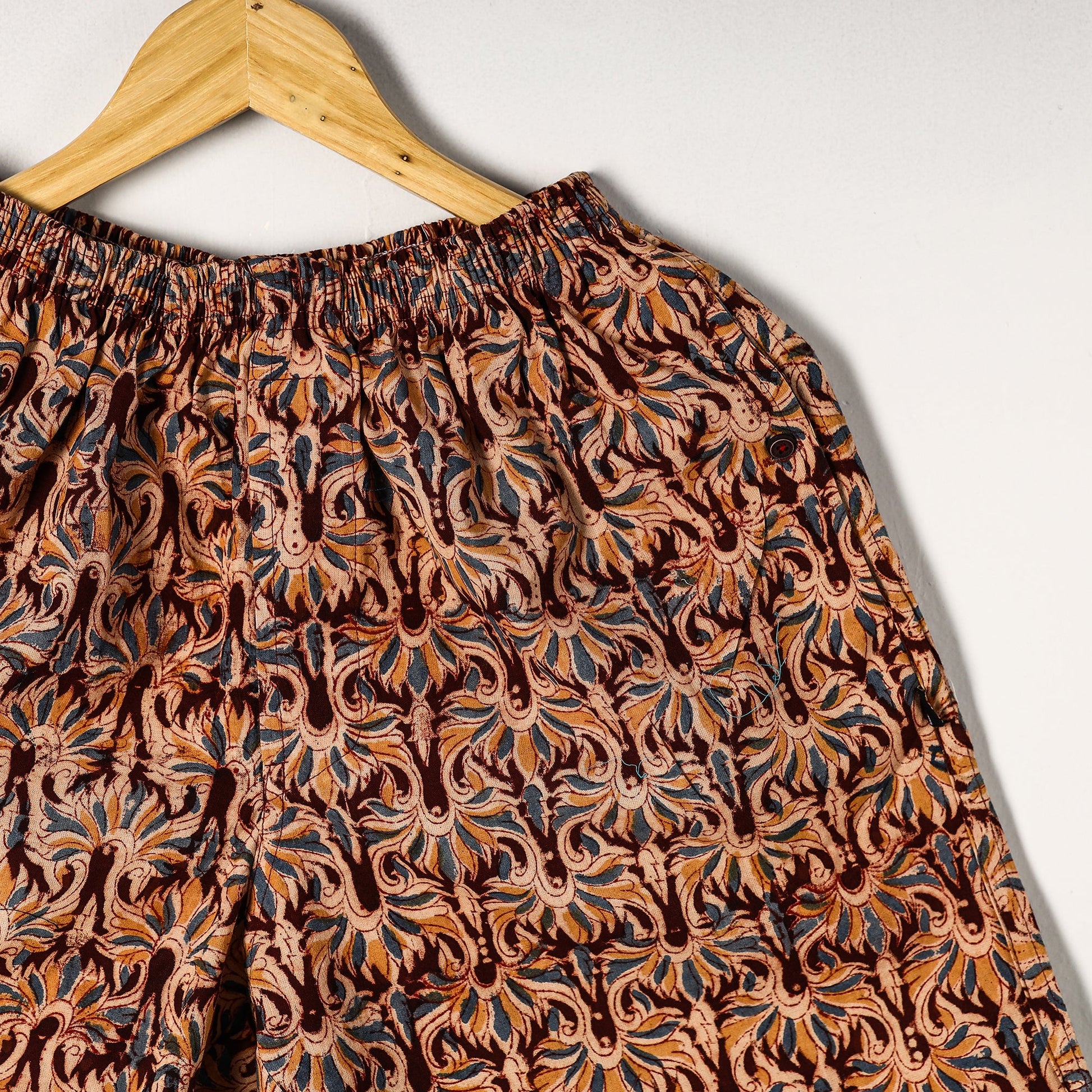 Brown - Kalamkari Block Printed Cotton Unisex Boxer/Shorts