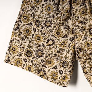 Beige - Kalamkari Block Printed Cotton Unisex Boxer/Shorts