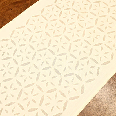 Beige - Applique Cut work Cotton Table Runner (73 x 18 in)