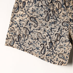 Beige - Kalamkari Block Printed Cotton Unisex Boxer/Shorts