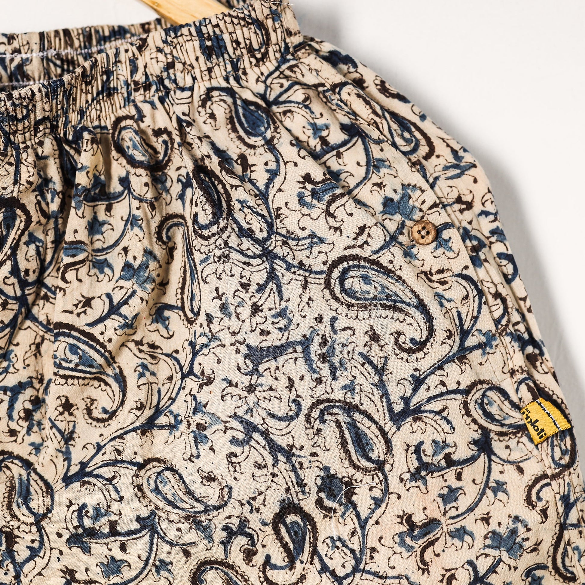 Beige - Kalamkari Block Printed Cotton Unisex Boxer/Shorts