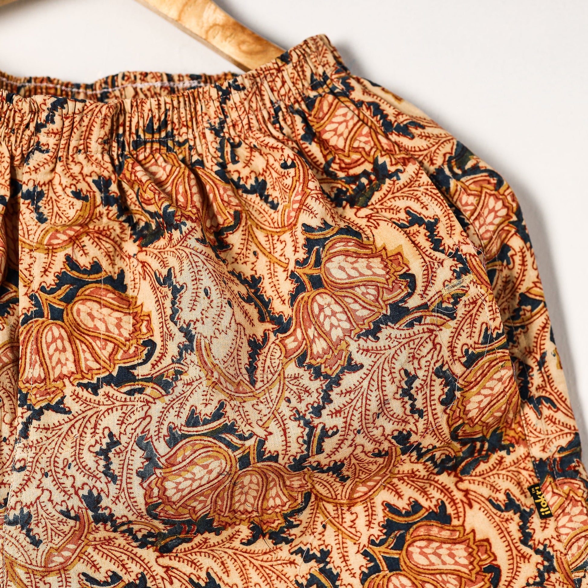 Beige - Kalamkari Block Printed Cotton Unisex Boxer/Shorts