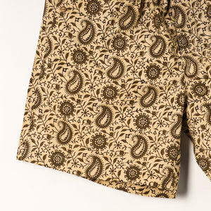 Beige - Kalamkari Block Printed Cotton Unisex Boxer/Shorts