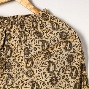 Beige - Kalamkari Block Printed Cotton Unisex Boxer/Shorts