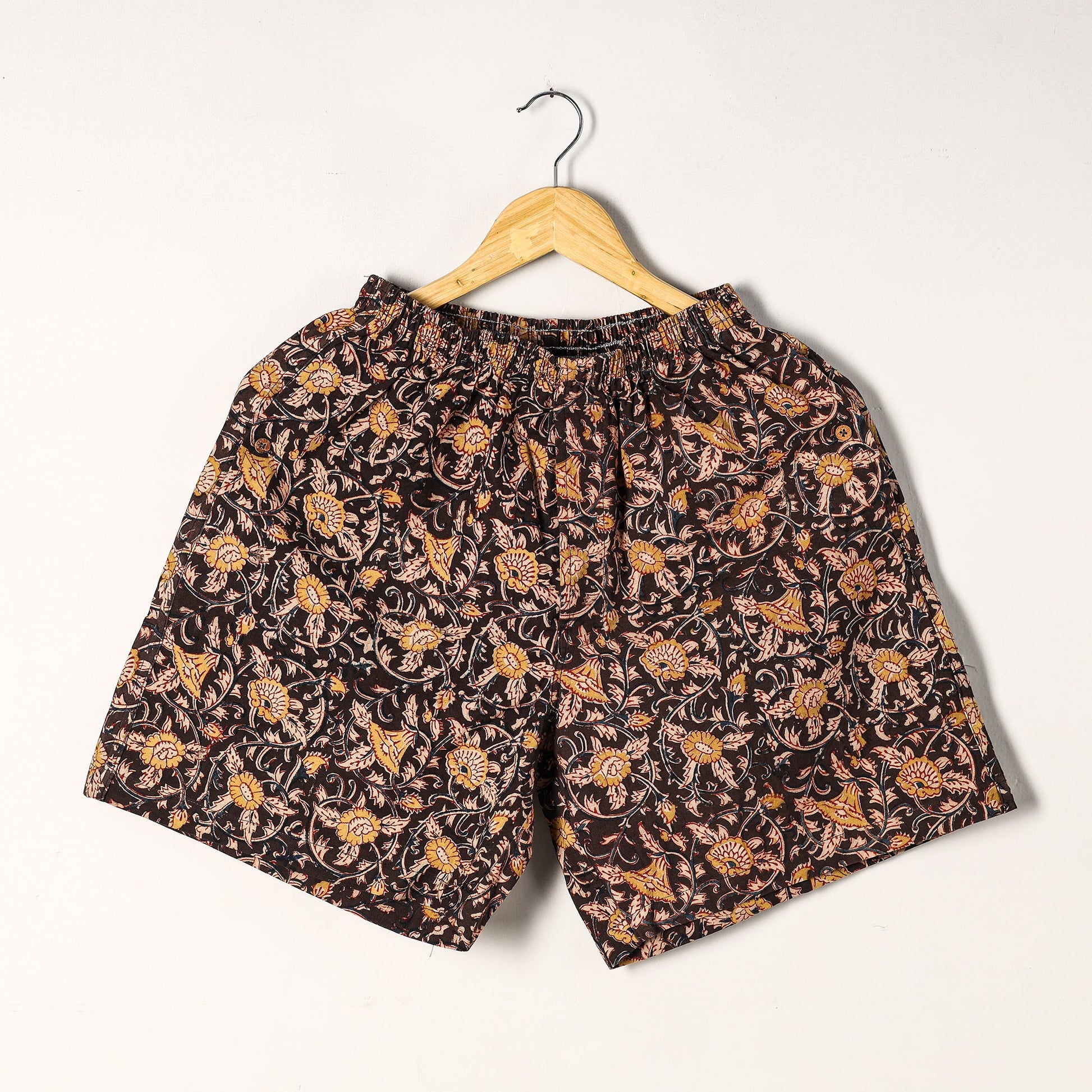 Brown - Kalamkari Block Printed Cotton Unisex Boxer/Shorts