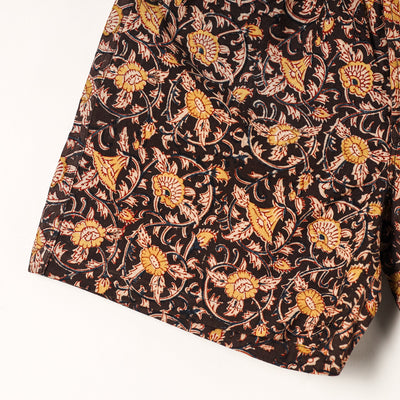 Brown - Kalamkari Block Printed Cotton Unisex Boxer/Shorts