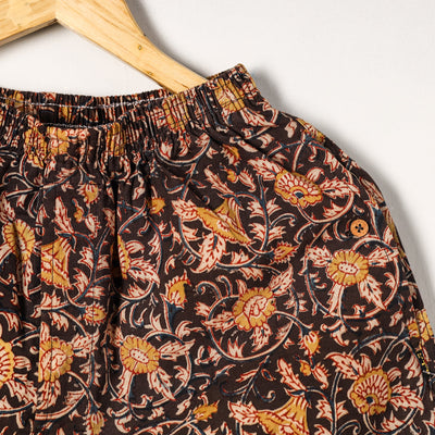 Brown - Kalamkari Block Printed Cotton Unisex Boxer/Shorts