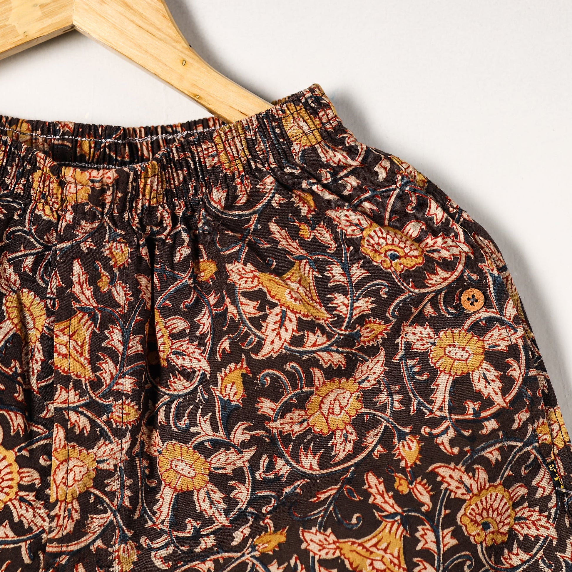 Brown - Kalamkari Block Printed Cotton Unisex Boxer/Shorts