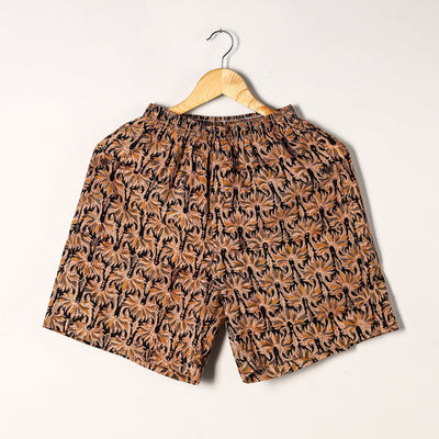 Brown - Kalamkari Block Printed Cotton Unisex Boxer/Shorts