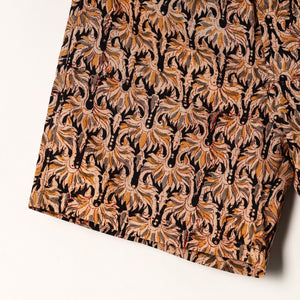 Brown - Kalamkari Block Printed Cotton Unisex Boxer/Shorts