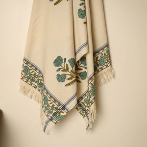 Beige - Block Printed Handloom Cotton Sanganeri Towel 04