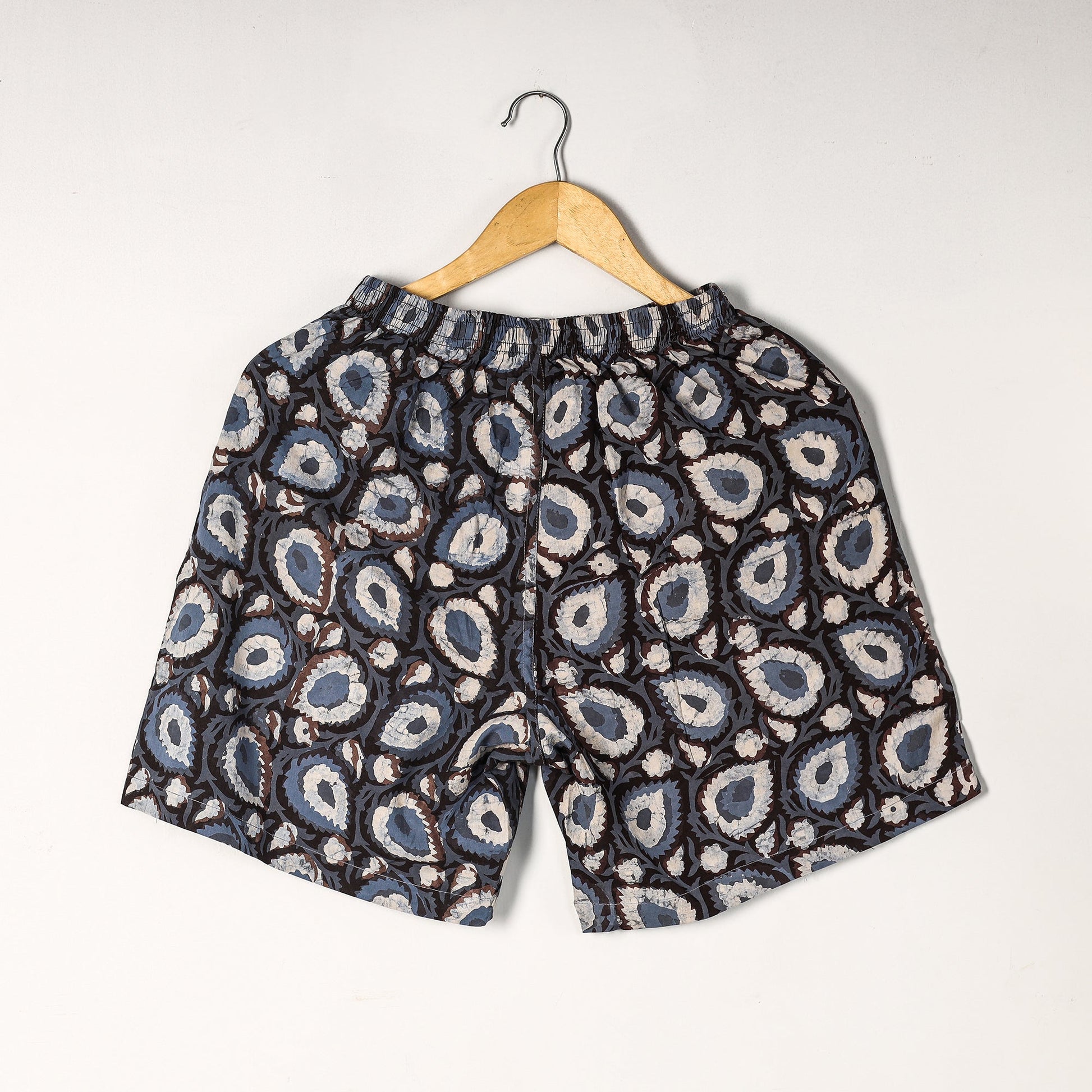 Blue - Bagru Block Printed Cotton Unisex Boxer/Shorts