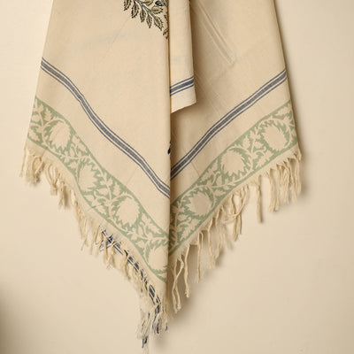 Beige - Block Printed Handloom Cotton Sanganeri Towel 15