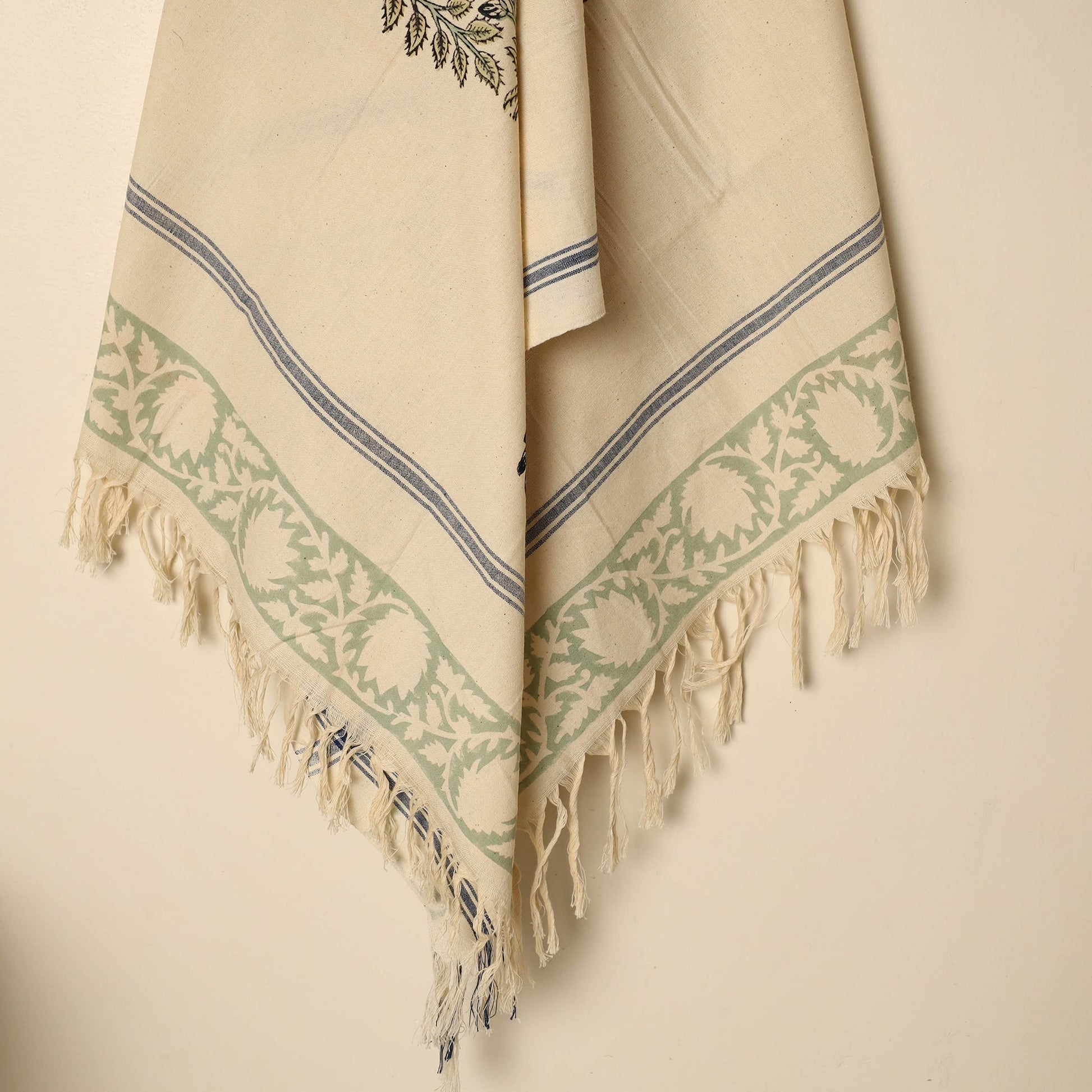 Beige - Block Printed Handloom Cotton Sanganeri Towel 15