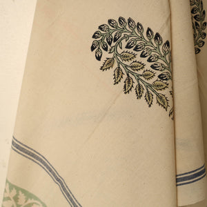 Beige - Block Printed Handloom Cotton Sanganeri Towel 15