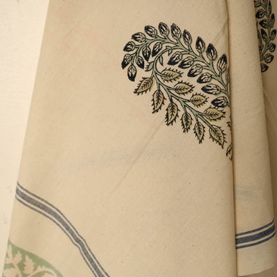 Beige - Block Printed Handloom Cotton Sanganeri Towel 15