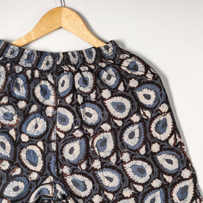 Blue - Bagru Block Printed Cotton Unisex Boxer/Shorts