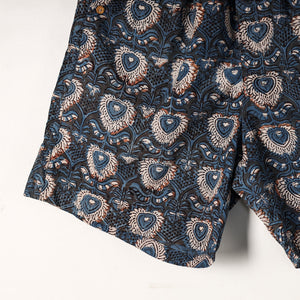 Blue - Bagru Block Printed Cotton Unisex Boxer/Shorts