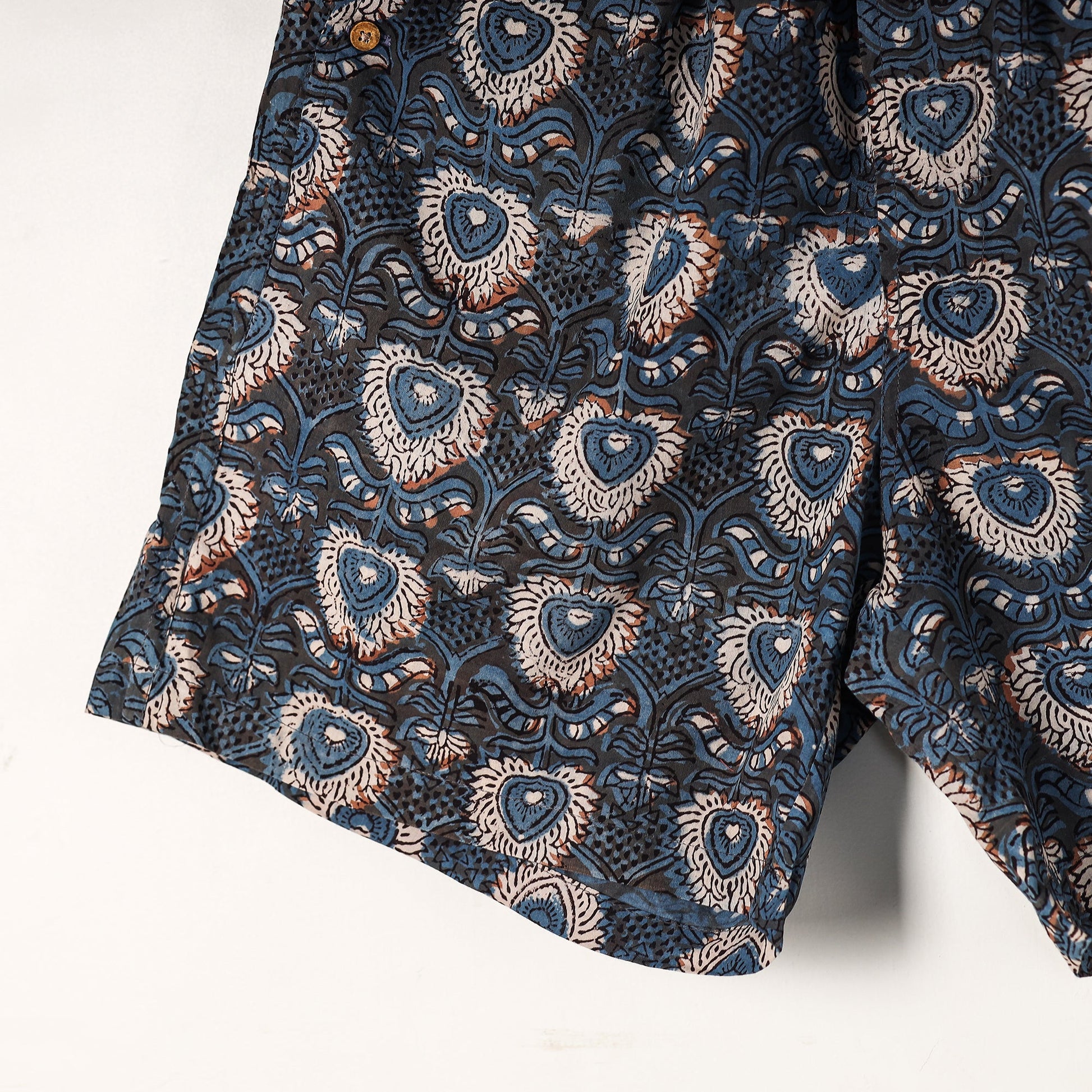 Blue - Bagru Block Printed Cotton Unisex Boxer/Shorts