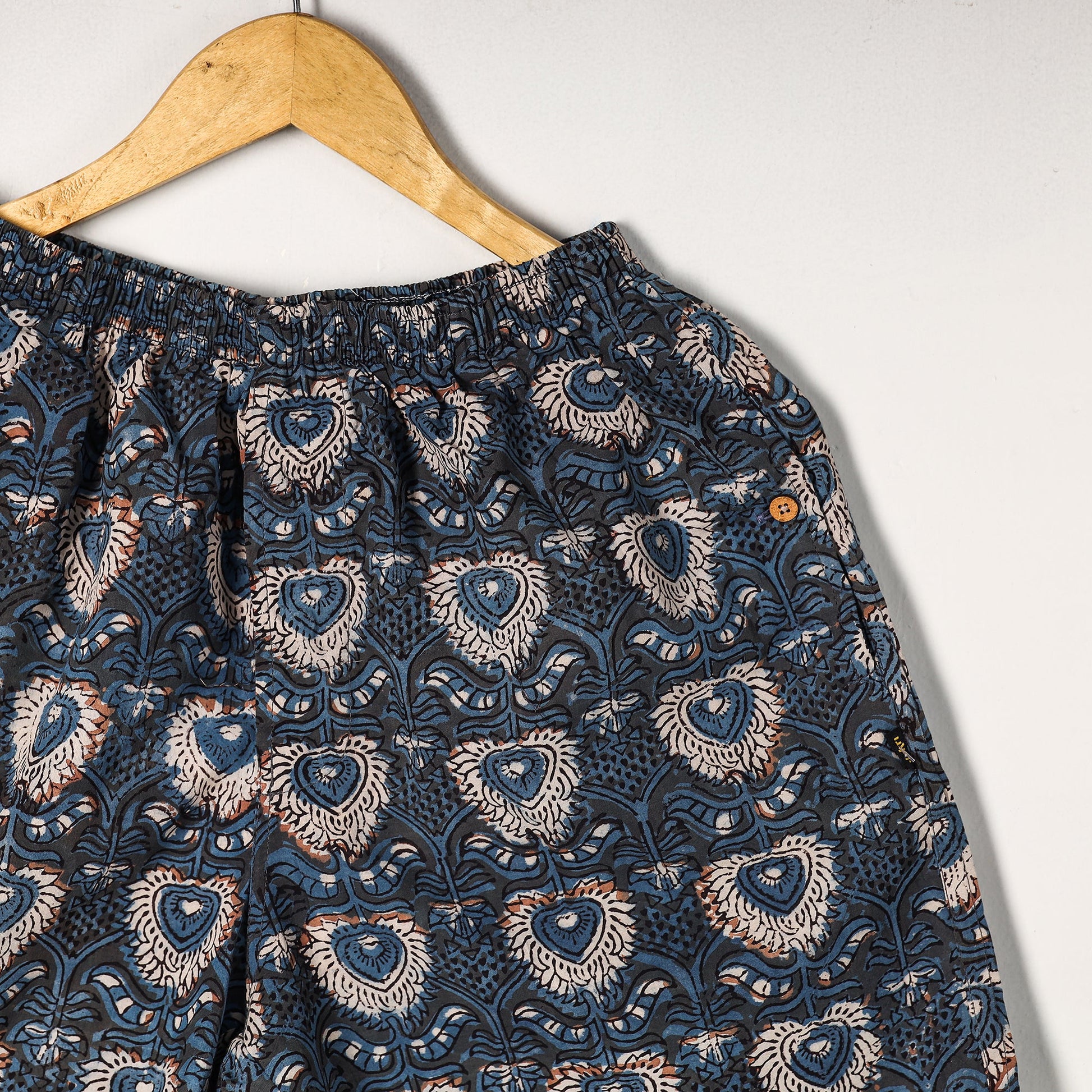 Blue - Bagru Block Printed Cotton Unisex Boxer/Shorts