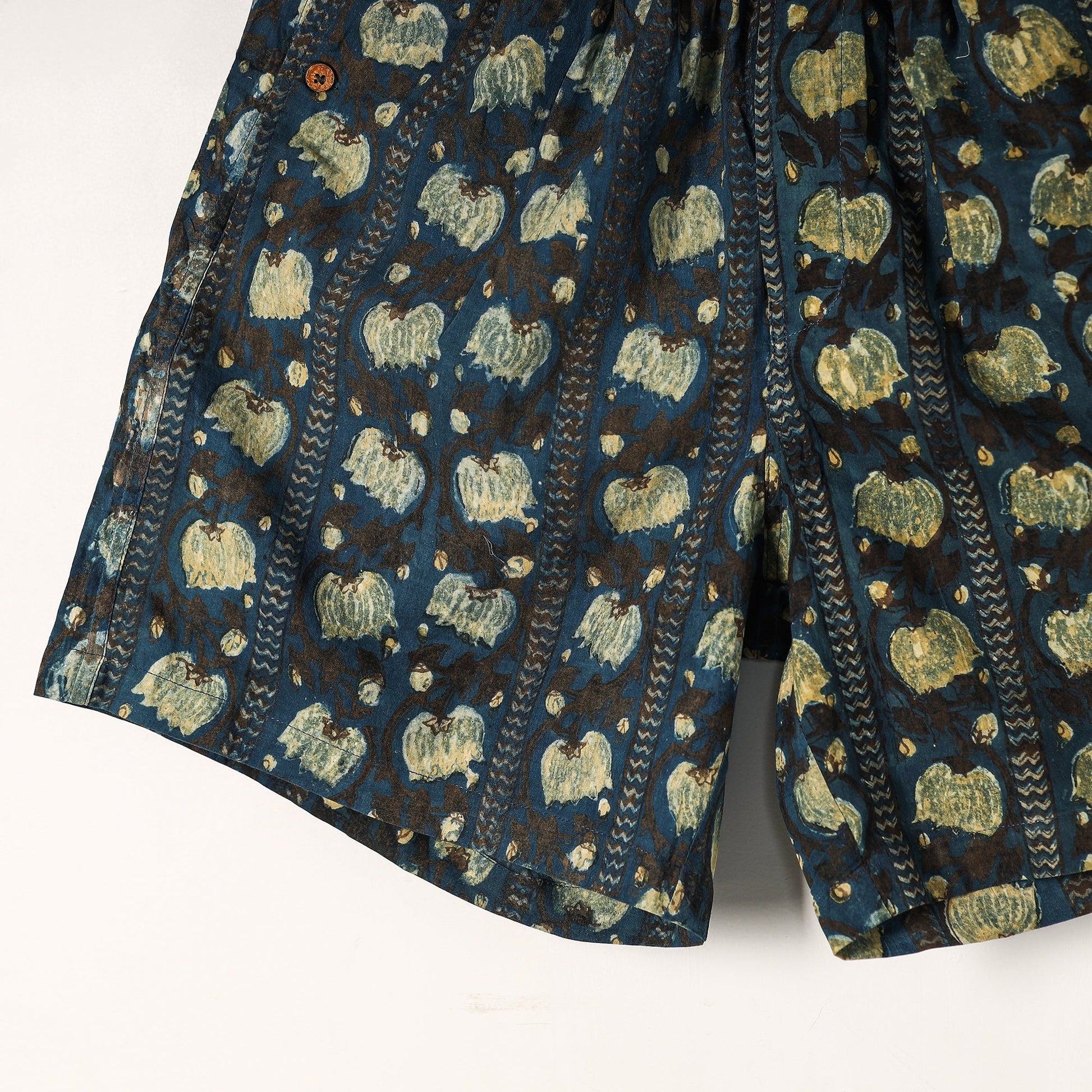Blue - Bagru Block Printed Cotton Unisex Boxer/Shorts