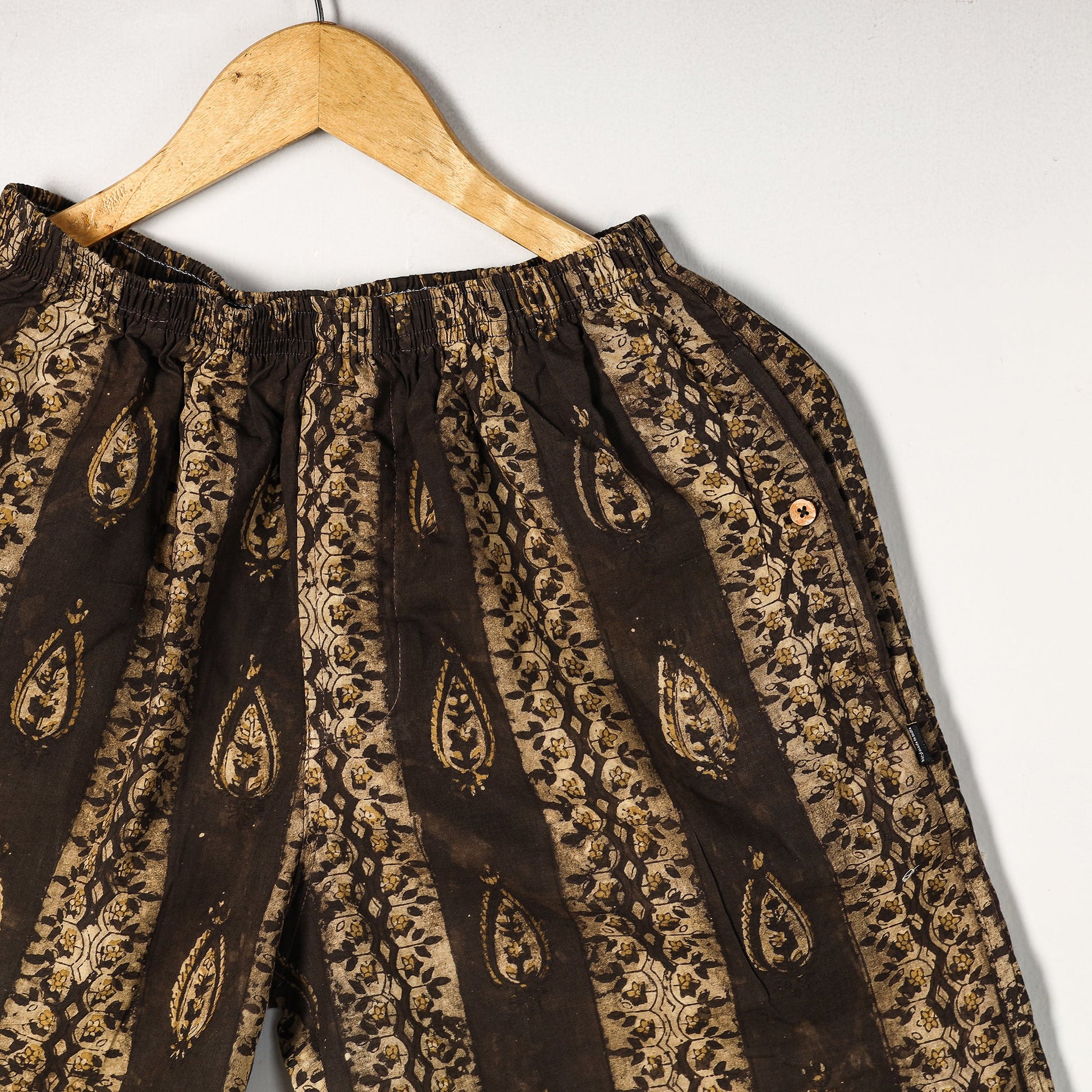 Brown - Bagru Block Printed Cotton Unisex Boxer/Shorts
