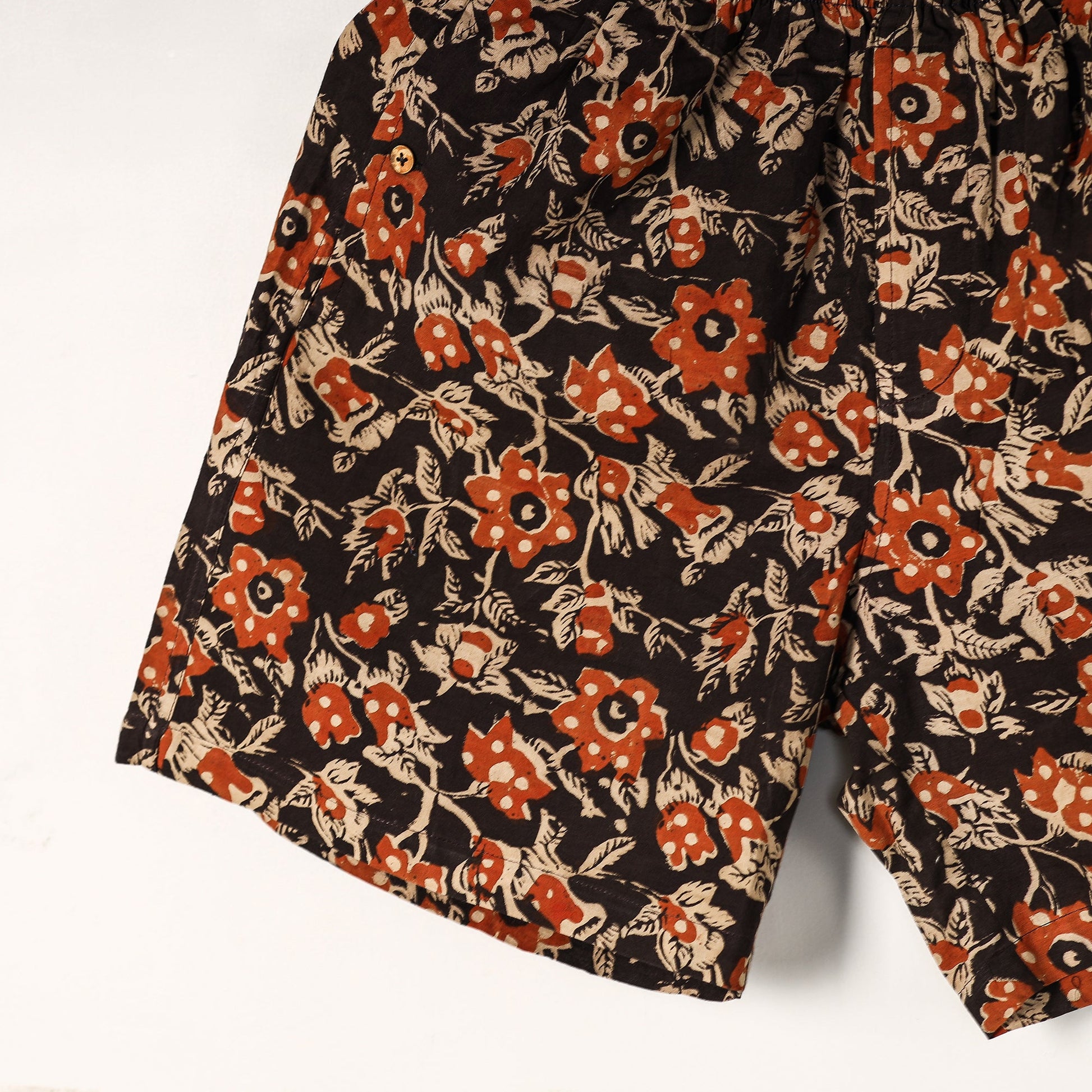 Black - Bagru Block Printed Cotton Unisex Boxer/Shorts