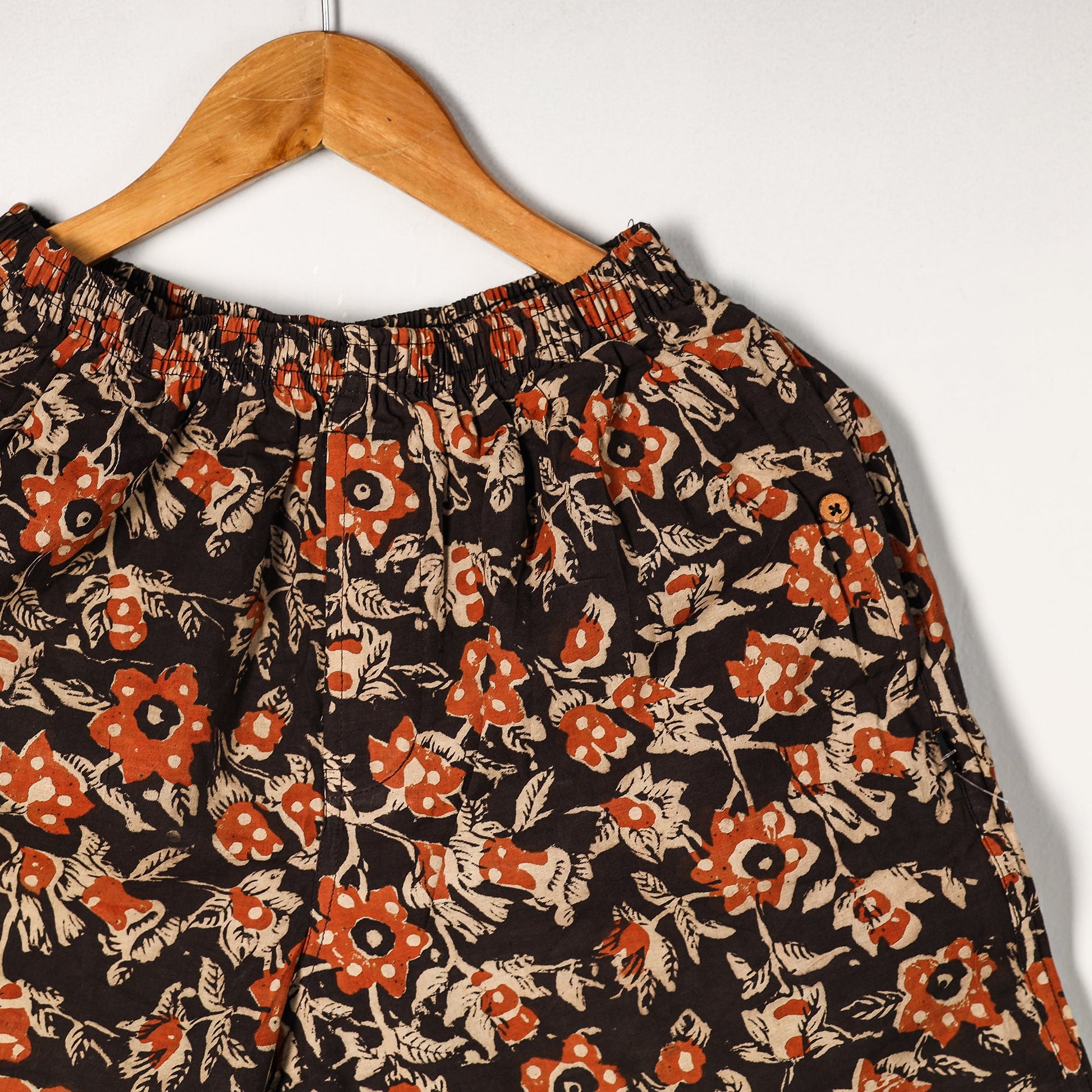 Black - Bagru Block Printed Cotton Unisex Boxer/Shorts