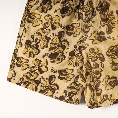 Beige - Bagru Block Printed Cotton Unisex Boxer/Shorts
