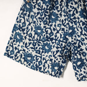 Blue - Bagru Block Printed Cotton Unisex Boxer/Shorts