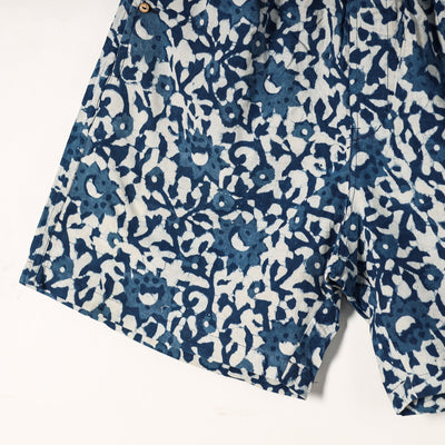 Blue - Bagru Block Printed Cotton Unisex Boxer/Shorts