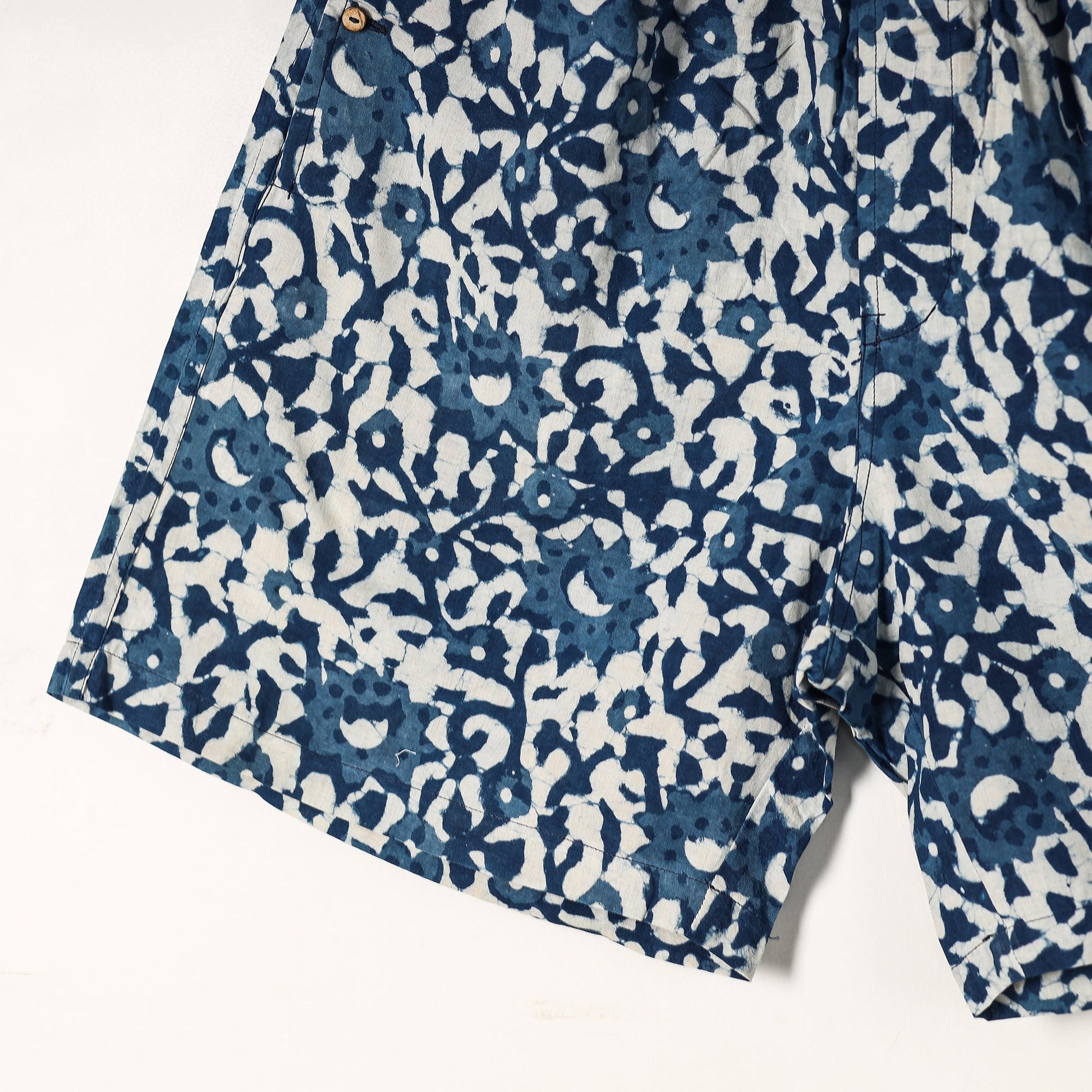 Blue - Bagru Block Printed Cotton Unisex Boxer/Shorts