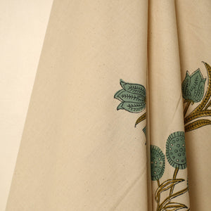 Beige - Block Printed Handloom Cotton Sanganeri Towel 32