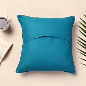 Blue - Banarasi Handwoven Silk Zari Cushion Cover (16 x 16 in)