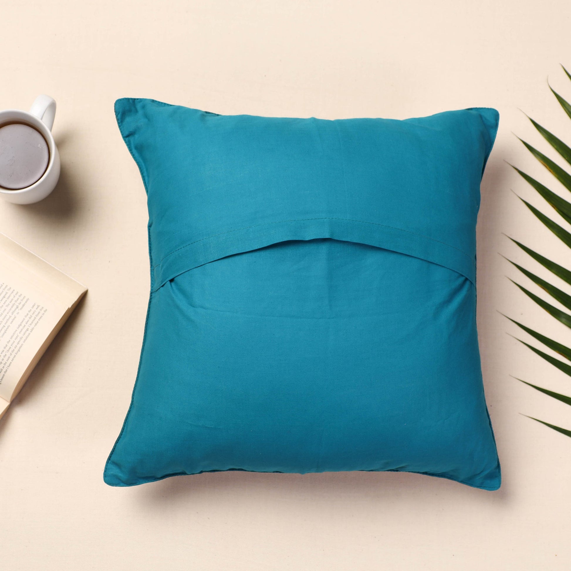 Blue - Banarasi Handwoven Silk Zari Cushion Cover (16 x 16 in)