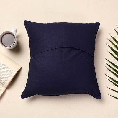 Blue - Banarasi Handwoven Silk Zari Cushion Cover (16 x 16 in)