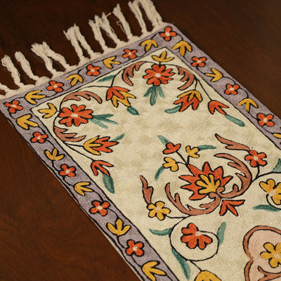 Beige - Kashmiri Crewel Hand Embroidery Table Runner 10