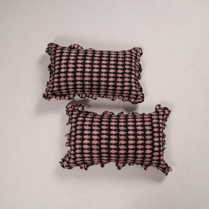 Black - Set of 2 Handcrafted Cotton Frill Pillow Covers 02