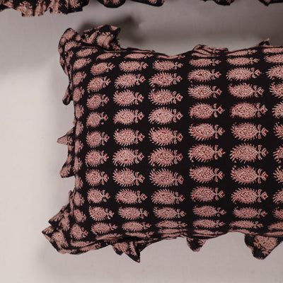 Black - Set of 2 Handcrafted Cotton Frill Pillow Covers 02