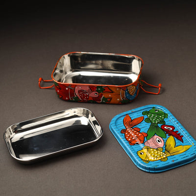 Bengal Patua Handpainted Stainless Steel Lunch Box (6 x 4 in)