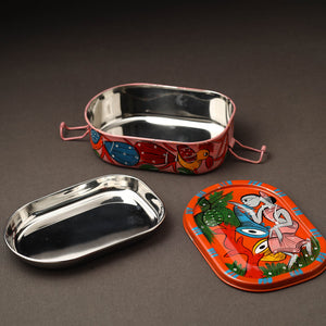Bengal Patua Handpainted Stainless Steel Rectangle Lunch Box (6 x 4 in)