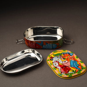 Bengal Patua Handpainted Stainless Steel Rectangle Lunch Box (6 x 4 in)