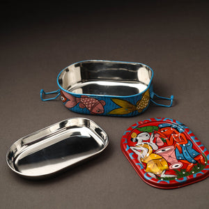 Bengal Patua Handpainted Stainless Steel Rectangle Lunch Box (6 x 4 in)