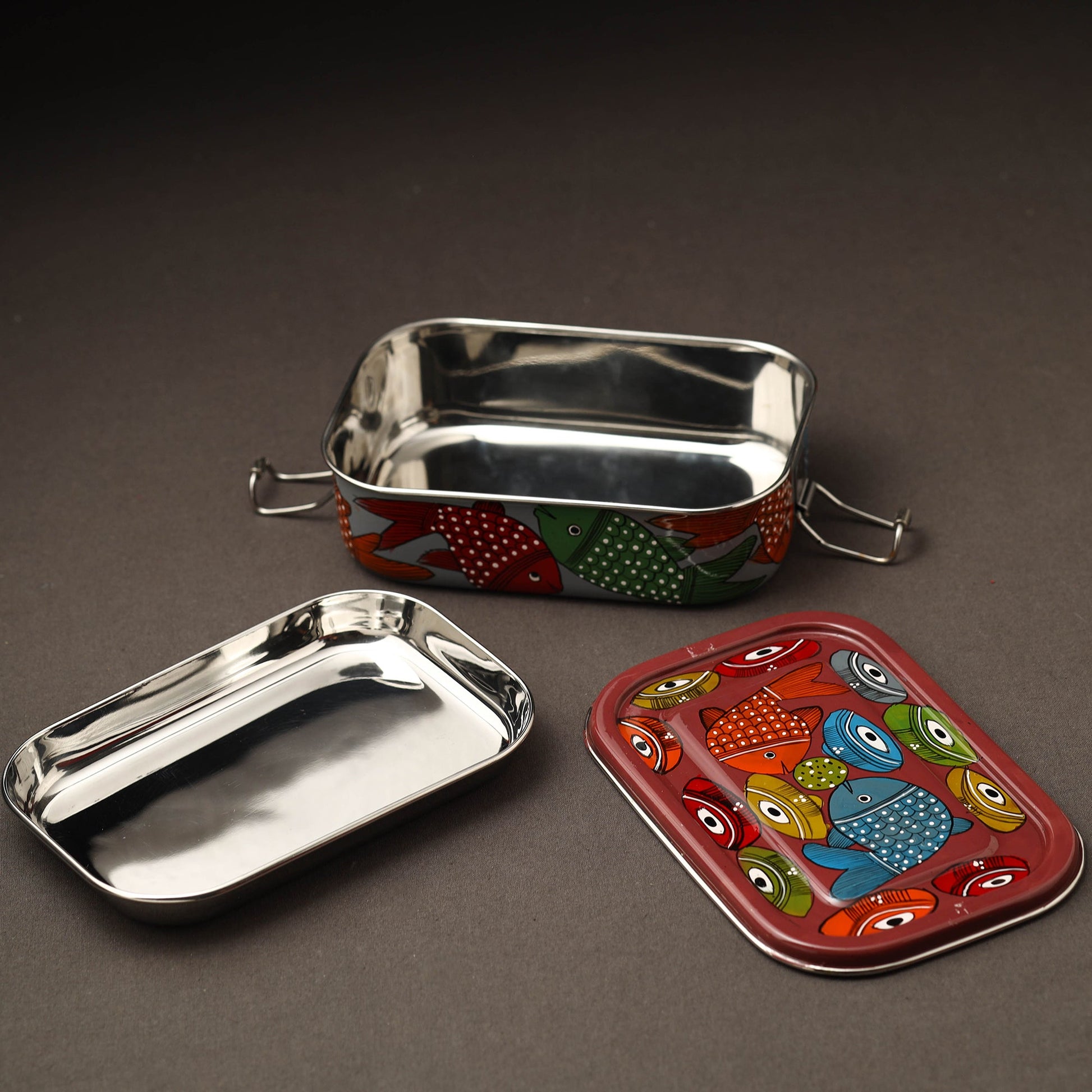Bengal Patua Handpainted Stainless Steel Lunch Box (6 x 4 in)