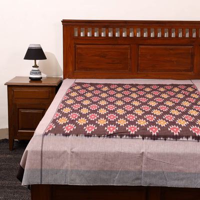 Brown - Cotton Pochampally Ikat Bedsheet 35